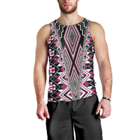 Pink Aotearoa Tukutuku and Poutama Motif Men Tank Top