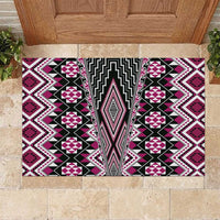 Pink Aotearoa Tukutuku and Poutama Motif Rubber Doormat LT03 Pink - Polynesian Pride