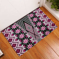 Pink Aotearoa Tukutuku and Poutama Motif Rubber Doormat LT03 - Polynesian Pride