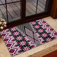 Pink Aotearoa Tukutuku and Poutama Motif Rubber Doormat LT03 - Polynesian Pride