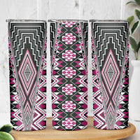 Pink Aotearoa Tukutuku and Poutama Motif Skinny Tumbler LT03 - Polynesian Pride
