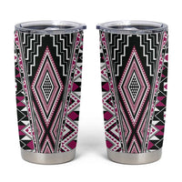 Pink Aotearoa Tukutuku and Poutama Motif Tumbler Cup LT03 Pink - Polynesian Pride