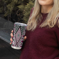 Pink Aotearoa Tukutuku and Poutama Motif Tumbler Cup LT03 - Polynesian Pride