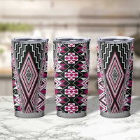 Pink Aotearoa Tukutuku and Poutama Motif Tumbler Cup LT03 - Polynesian Pride