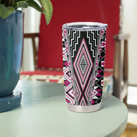 Pink Aotearoa Tukutuku and Poutama Motif Tumbler Cup LT03 - Polynesian Pride