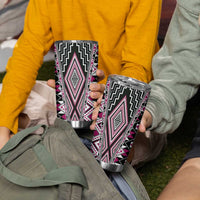 Pink Aotearoa Tukutuku and Poutama Motif Tumbler Cup LT03 - Polynesian Pride