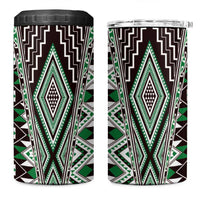 Green Aotearoa Tukutuku and Poutama Motif 4 in 1 Can Cooler Tumbler LT03 One Size: 16 oz Green - Polynesian Pride