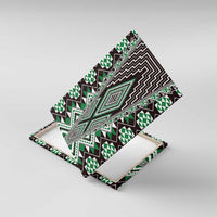 Green Aotearoa Tukutuku and Poutama Motif Canvas Wall Art