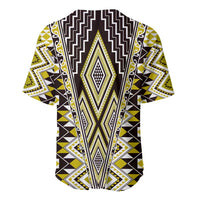 Yellow Aotearoa Tukutuku and Poutama Motif Baseball Jersey LT03 - Polynesian Pride