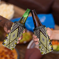 Yellow Aotearoa Tukutuku and Poutama Motif 4 in 1 Can Cooler Tumbler LT03 - Polynesian Pride
