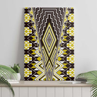 Yellow Aotearoa Tukutuku and Poutama Motif Canvas Wall Art