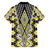 Yellow Aotearoa Tukutuku and Poutama Motif Family Matching Tank Maxi Dress and Hawaiian Shirt LT03 - Polynesian Pride