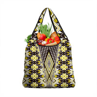 Yellow Aotearoa Tukutuku and Poutama Motif Grocery Bag