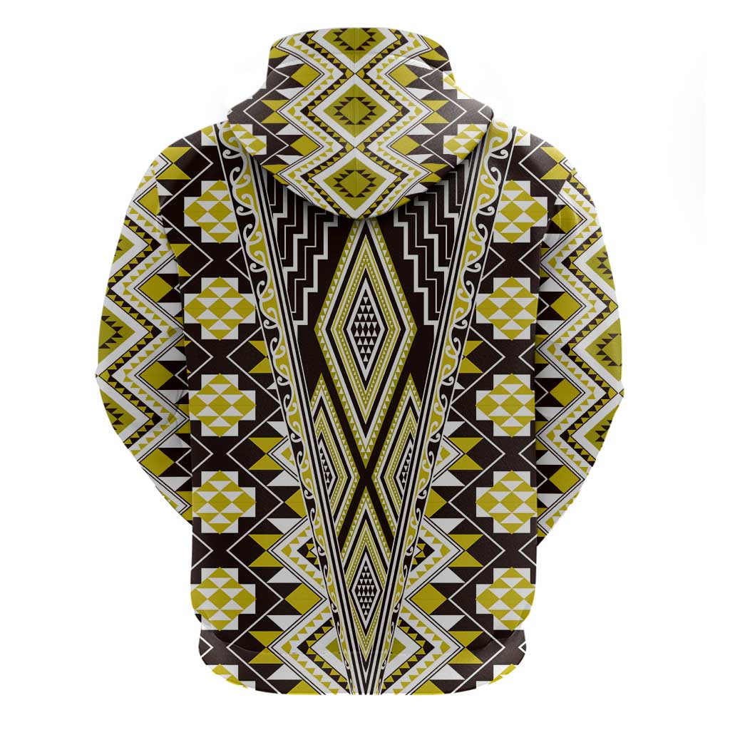 Yellow Aotearoa Tukutuku and Poutama Motif Hoodie