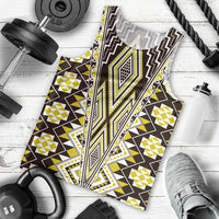 Yellow Aotearoa Tukutuku and Poutama Motif Men Tank Top