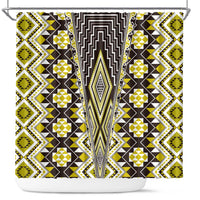 Yellow Aotearoa Tukutuku and Poutama Motif Shower Curtain