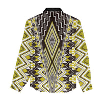 Yellow Aotearoa Tukutuku and Poutama Motif Women Casual Shirt LT03 - Polynesian Pride