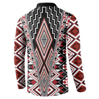 Red Aotearoa Tukutuku and Poutama Motif Button Sweatshirt LT03 - Polynesian Pride