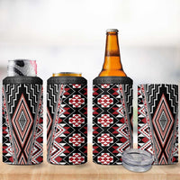 Red Aotearoa Tukutuku and Poutama Motif 4 in 1 Can Cooler Tumbler LT03 - Polynesian Pride