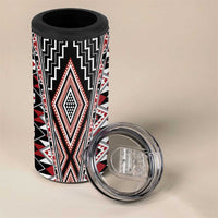 Red Aotearoa Tukutuku and Poutama Motif 4 in 1 Can Cooler Tumbler LT03 - Polynesian Pride