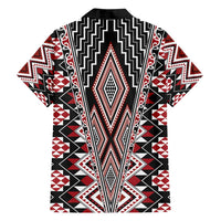 Red Aotearoa Tukutuku and Poutama Motif Family Matching Puletasi and Hawaiian Shirt