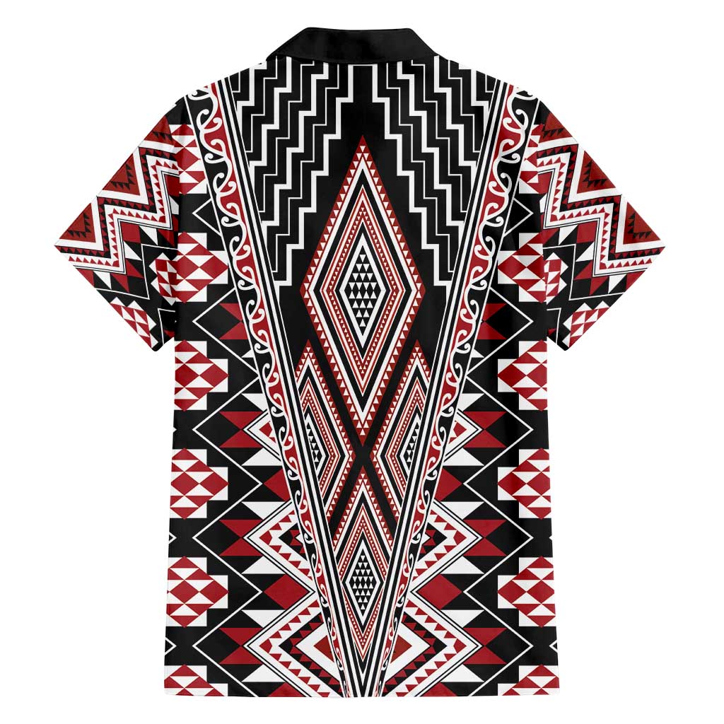 Red Aotearoa Tukutuku and Poutama Motif Family Matching Tank Maxi Dress and Hawaiian Shirt LT03 - Polynesian Pride