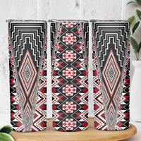 Red Aotearoa Tukutuku and Poutama Motif Skinny Tumbler LT03 - Polynesian Pride