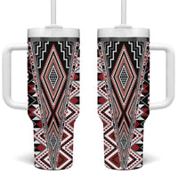 Red Aotearoa Tukutuku and Poutama Motif Tumbler With Handle LT03 One Size: 40 oz Red - Polynesian Pride