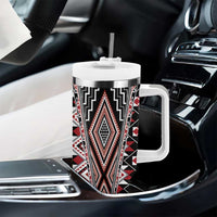 Red Aotearoa Tukutuku and Poutama Motif Tumbler With Handle LT03 - Polynesian Pride