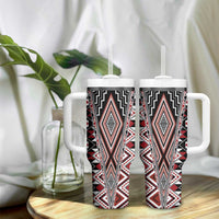 Red Aotearoa Tukutuku and Poutama Motif Tumbler With Handle LT03 - Polynesian Pride