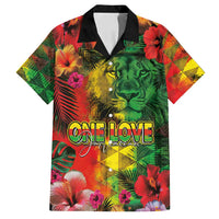 Hawaiian Reggae Family Matching Off Shoulder Maxi Dress and Hawaiian Shirt Tropical Plants and Tribal Kakau Tattoo-One Love Jawaiian