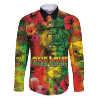 Hawaiian Reggae Family Matching Off Shoulder Maxi Dress and Hawaiian Shirt Tropical Plants and Tribal Kakau Tattoo-One Love Jawaiian