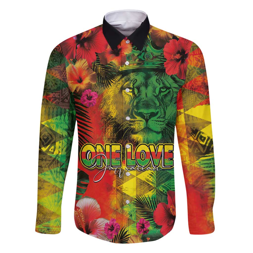 Hawaiian Reggae Family Matching Summer Maxi Dress and Hawaiian Shirt Tropical Plants and Tribal Kakau Tattoo-One Love Jawaiian