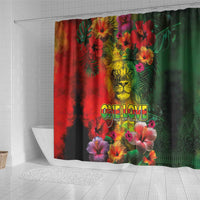 Hawaiian Reggae Shower Curtain Tropical Plants and Tribal Kakau Tattoo-One Love Jawaiian LT03 - Polynesian Pride