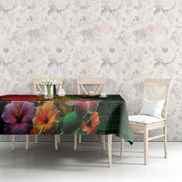 Hawaiian Reggae Tablecloth Tropical Plants and Tribal Kakau Tattoo-One Love Jawaiian