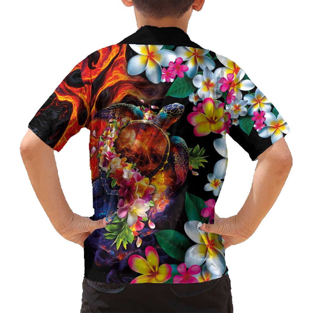 Hawaiian Lei Day Family Matching Puletasi and Hawaiian Shirt Colorful Plumeria and Volcanic Turtle with Abstract Lava Texture LT03 - Polynesian Pride