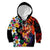 Hawaiian Lei Day Kid Hoodie Colorful Plumeria and Volcanic Turtle with Abstract Lava Texture