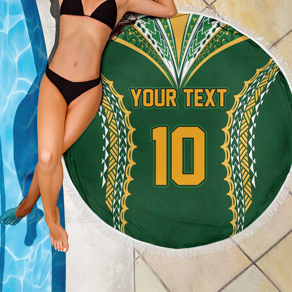 Custom Cook Islands Rugby League Beach Blanket Tatau Tribal Pattern-Special Edition Green Color