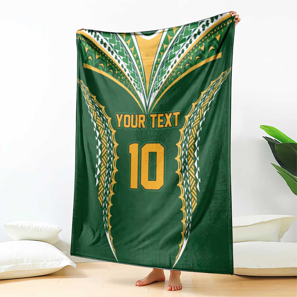 Custom Cook Islands Rugby League Blanket Tatau Tribal Pattern-Special Edition Green Color