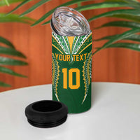 Custom Cook Island Rugby League 2025 4 in 1 Can Cooler Tumbler Tatau Tribal Pattern-Special Edition Green Color