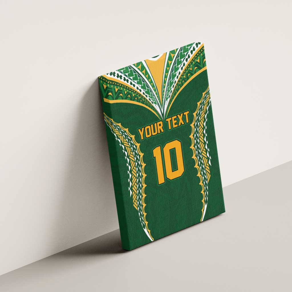 Custom Cook Islands Rugby League Canvas Wall Art Tatau Tribal Pattern-Special Edition Green Color