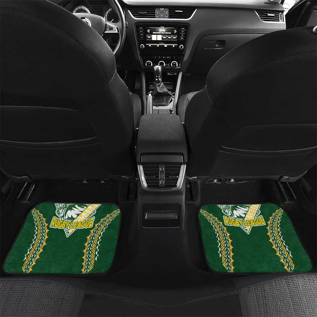 Custom Cook Islands Rugby League Car Mats Tatau Tribal Pattern-Special Edition Green Color