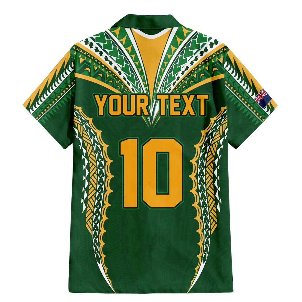 Custom Cook Islands Rugby League Family Matching Mermaid Dress and Hawaiian Shirt Tatau Tribal Pattern-Special Edition Green Color