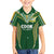 Custom Cook Islands Rugby League Family Matching Off Shoulder Short Dress and Hawaiian Shirt Tatau Tribal Pattern-Special Edition Green Color