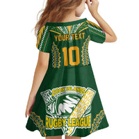Custom Cook Islands Rugby League Family Matching Summer Maxi Dress and Hawaiian Shirt Tatau Tribal Pattern-Special Edition Green Color