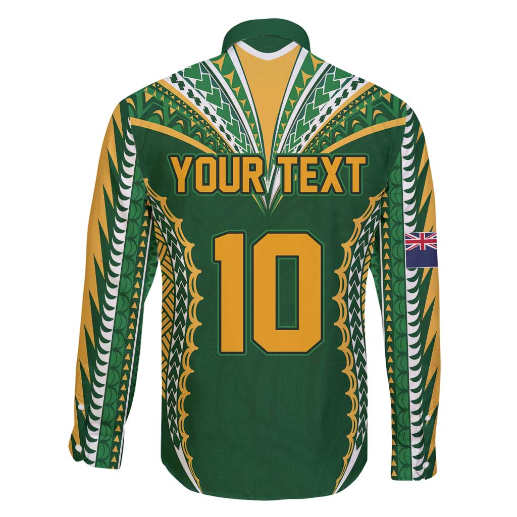 Custom Cook Islands Rugby League Family Matching Tank Maxi Dress and Hawaiian Shirt Tatau Tribal Pattern-Special Edition Green Color LT03 - Polynesian Pride
