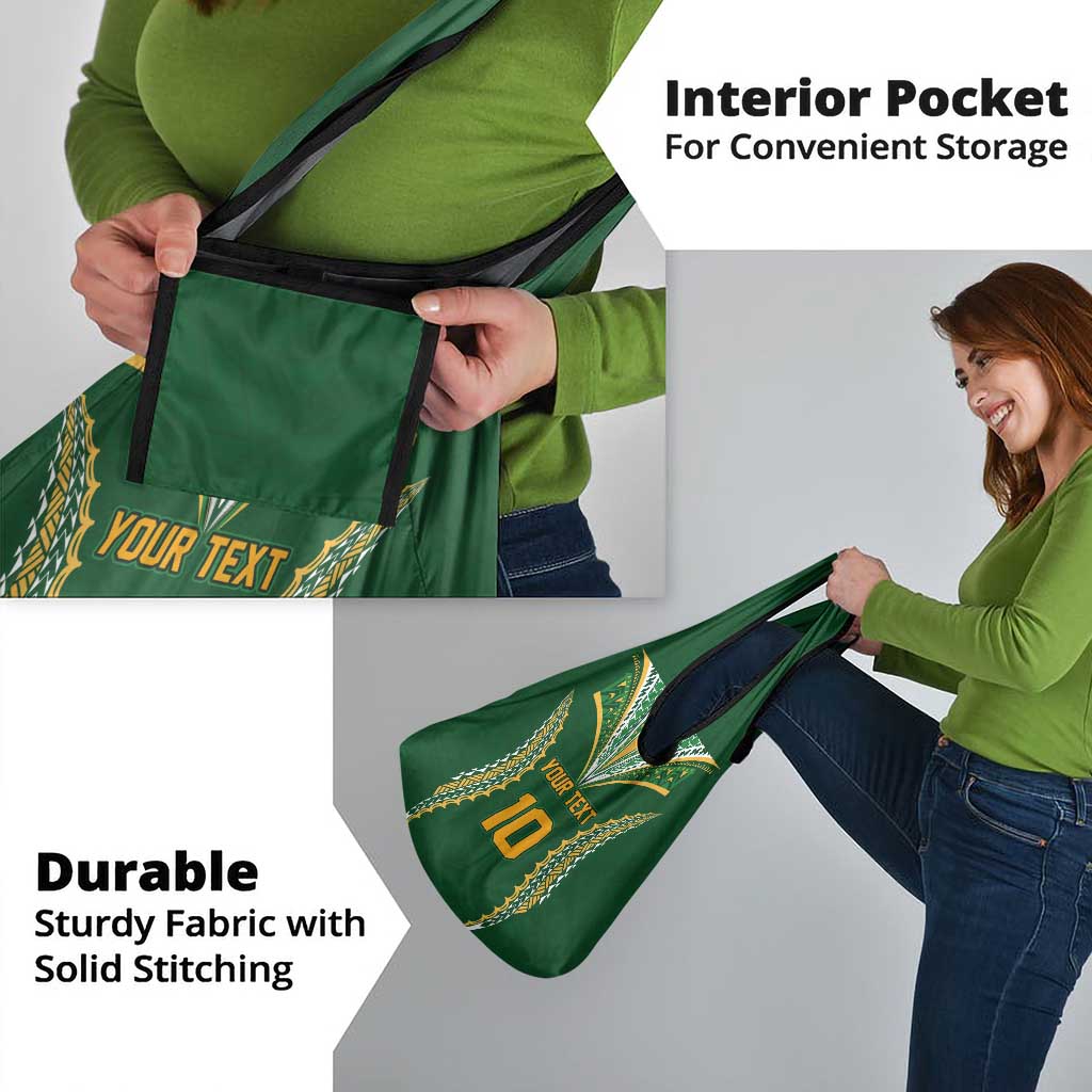 Custom Cook Islands Rugby League Grocery Bag Tatau Tribal Pattern-Special Edition Green Color