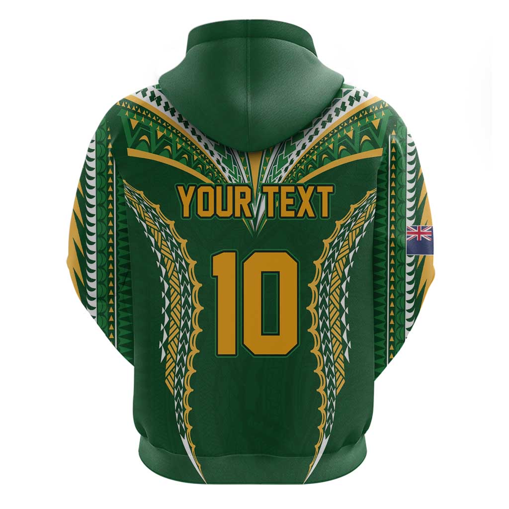 Custom Cook Islands Rugby League Hoodie Tatau Tribal Pattern-Special Edition Green Color LT03 - Polynesian Pride