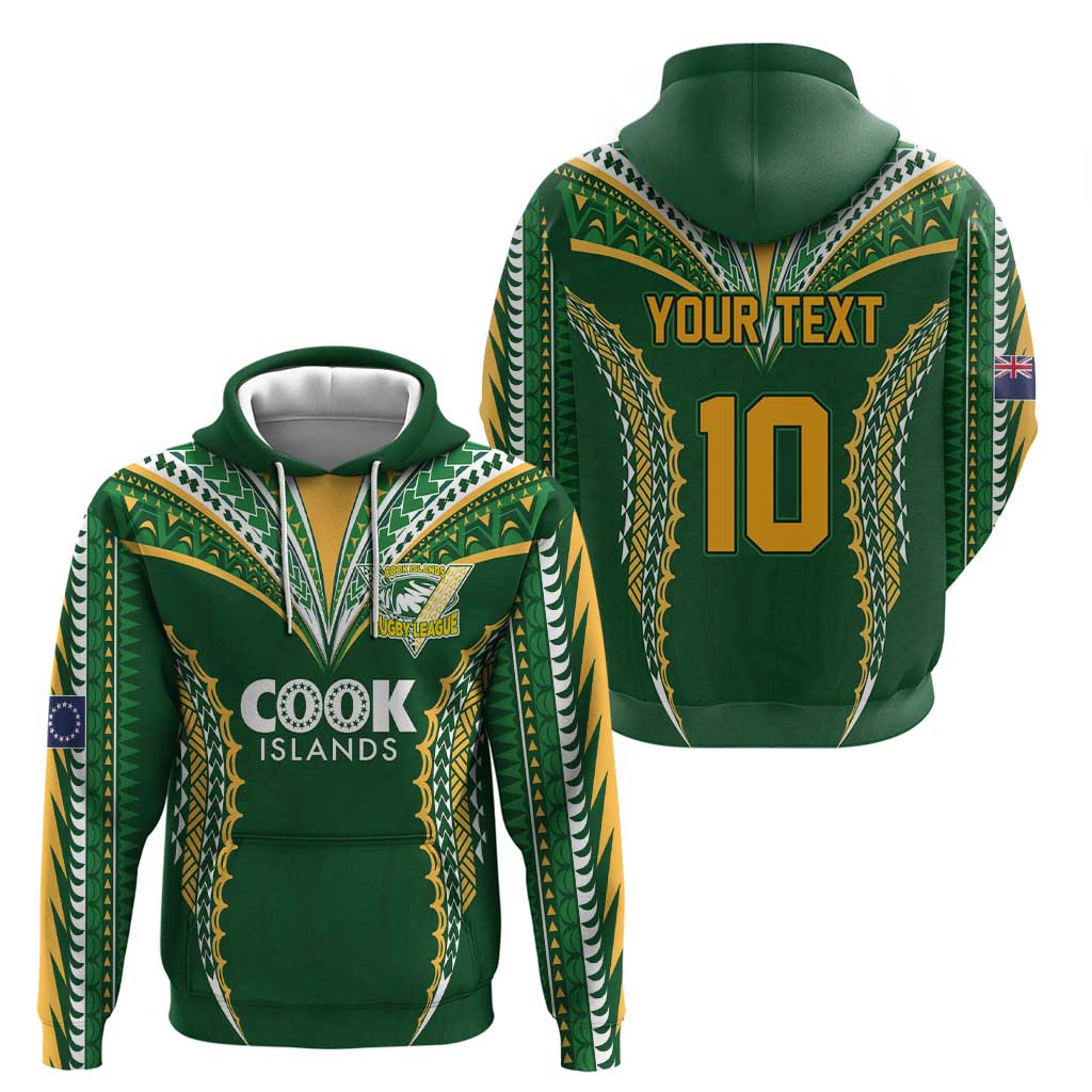 Custom Cook Islands Rugby League Hoodie Tatau Tribal Pattern-Special Edition Green Color LT03 - Polynesian Pride