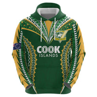 Custom Cook Islands Rugby League Hoodie Tatau Tribal Pattern-Special Edition Green Color LT03 - Polynesian Pride